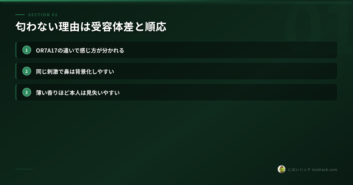 匂わない理由の要点まとめ