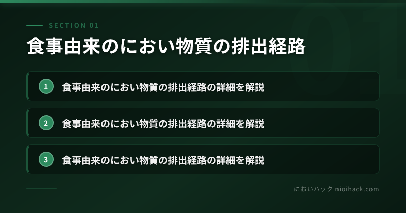 食事由来のにおい物質の排出経路のまとめ