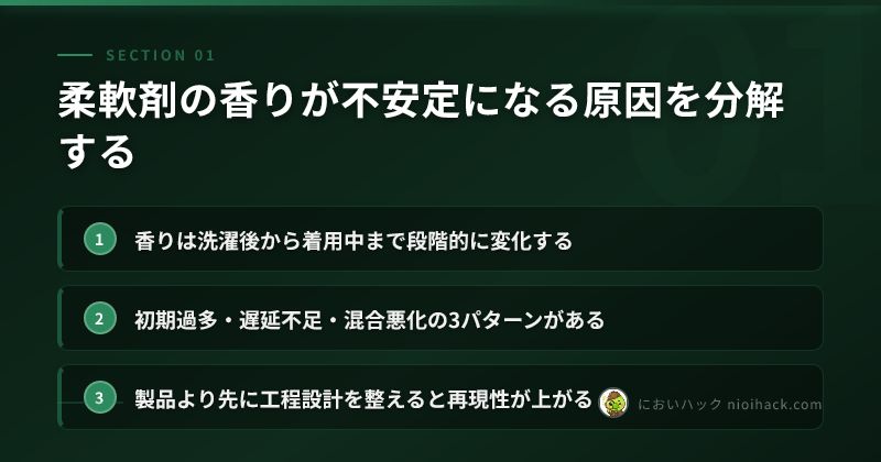 柔軟剤の香りが不安定になる原因を分解するのまとめ