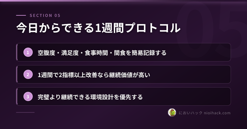 今日からできる1週間プロトコルのまとめ
