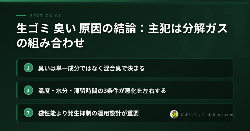 生ゴミ 臭い 原因の結論:主犯は分解ガスの組み合わせのまとめ