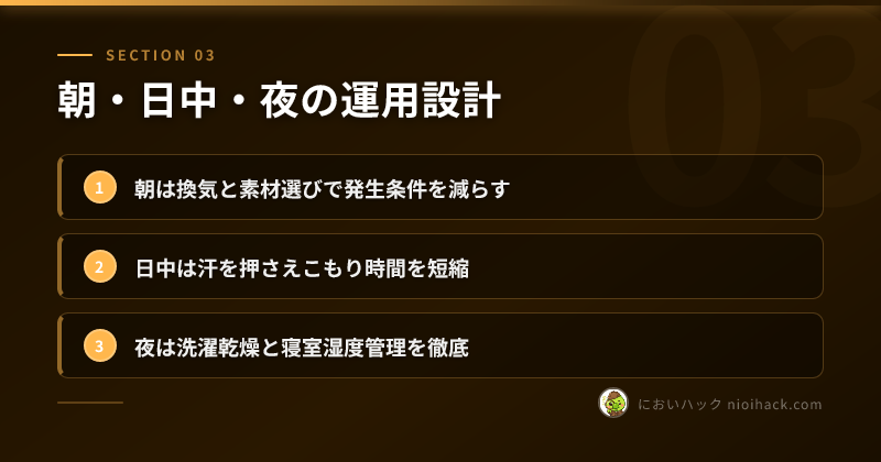 朝・日中・夜の運用設計のまとめ