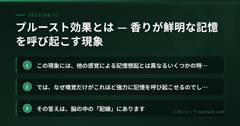 プルースト効果とは — 香りが鮮明な記憶を呼び起こす現象のまとめ