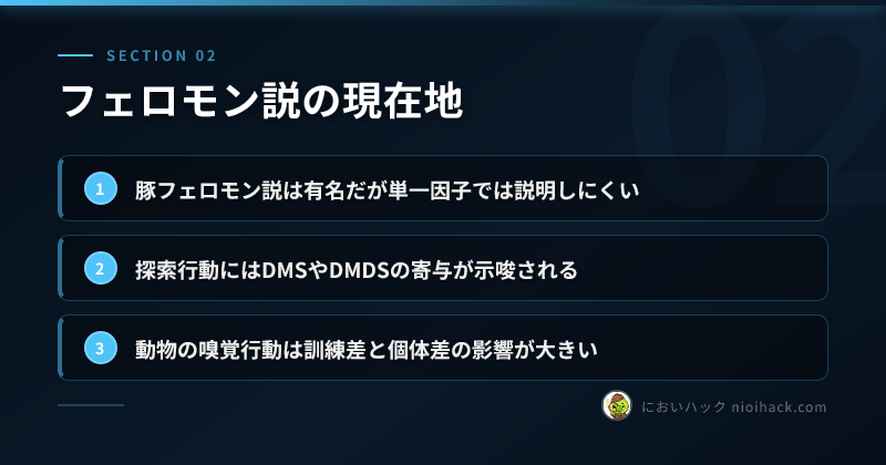 フェロモン説の現在地のまとめ